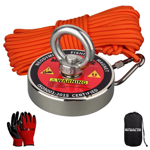 120KG Vertical Srong Neodymium Lifting Magnet Set 10M Rope Permanant Pot Magnet D60mm Outdoor Funny Tools Fishing - Artículos HE