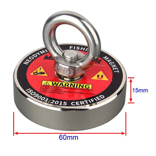 120KG Vertical Srong Neodymium Lifting Magnet Set 10M Rope Permanant Pot Magnet D60mm Outdoor Funny Tools Fishing - Artículos HE