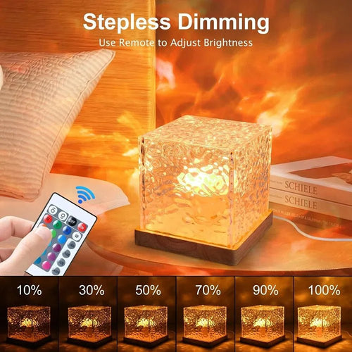 16-Color Aurora Night Light – Water Ripple & Flame Crystal Projector - Artículos HE
