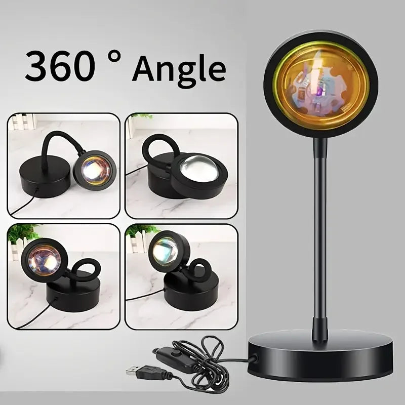 Warm Sunset Projection Lamp – Adjustable Stand & LED Atmosphere Light