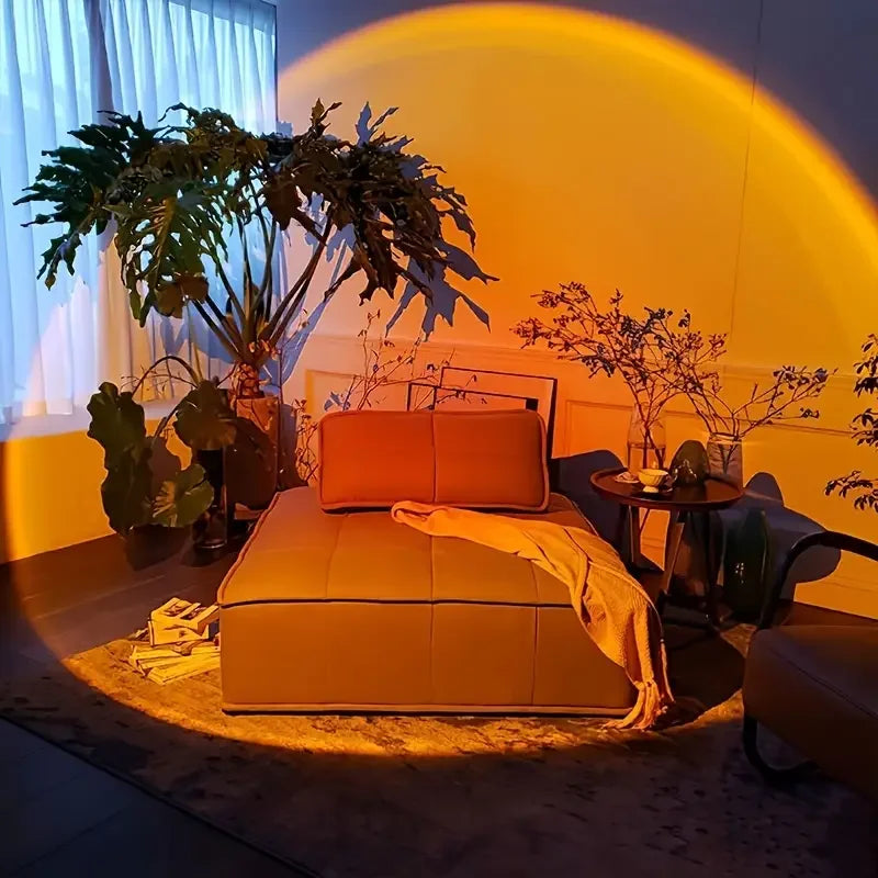 Warm Sunset Projection Lamp – Adjustable Stand & LED Atmosphere Light