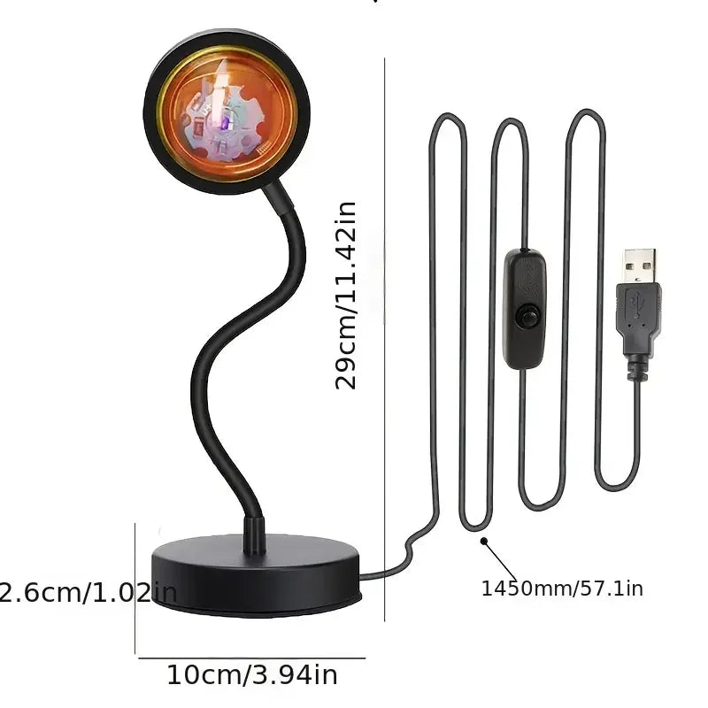 Warm Sunset Projection Lamp – Adjustable Stand & LED Atmosphere Light