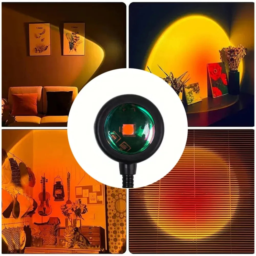 Sunset Projection Lamp – Rotatable USB Atmosphere Light for Home