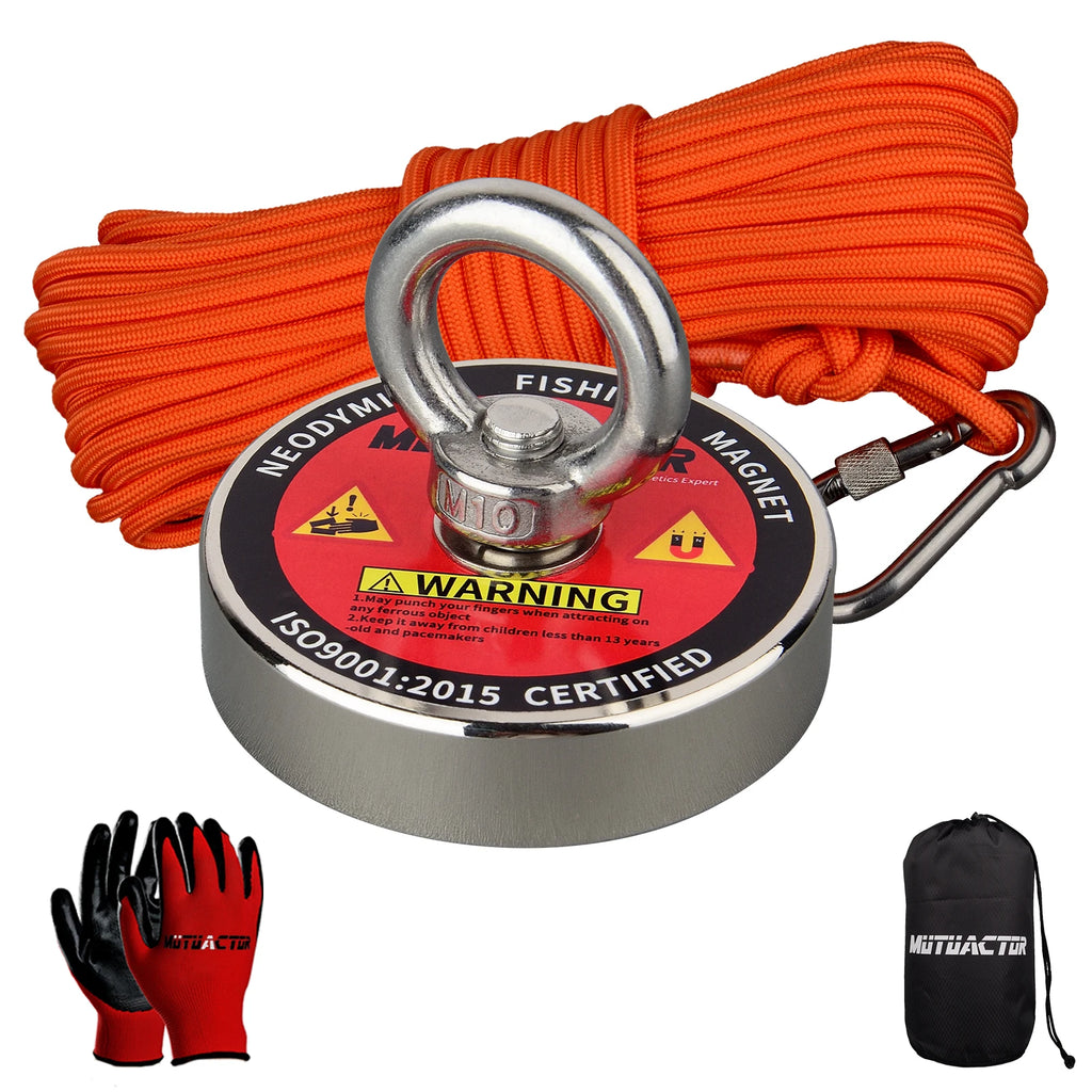 120KG Vertical Srong Neodymium Lifting Magnet Set 10M  Rope Permanant Pot Magnet D60mm Outdoor Funny Tools Fishing
