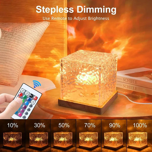 16-Color Aurora Night Light – Water Ripple & Flame Crystal Projector