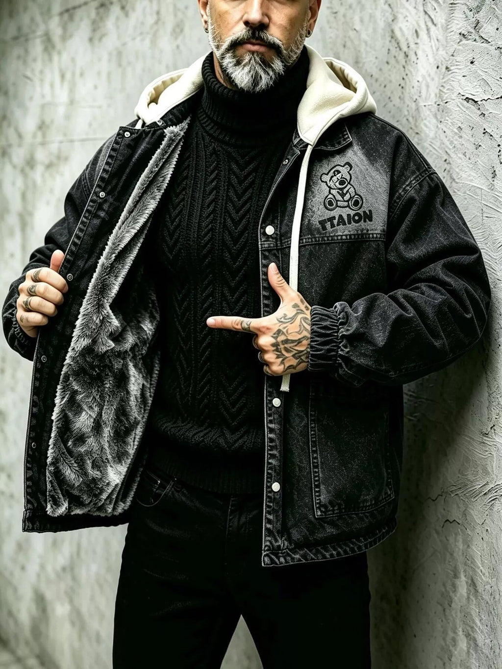 Chaqueta Vaquera Streetwear Talla Grande para Hombre con Capucha Desmontable - Artículos HE