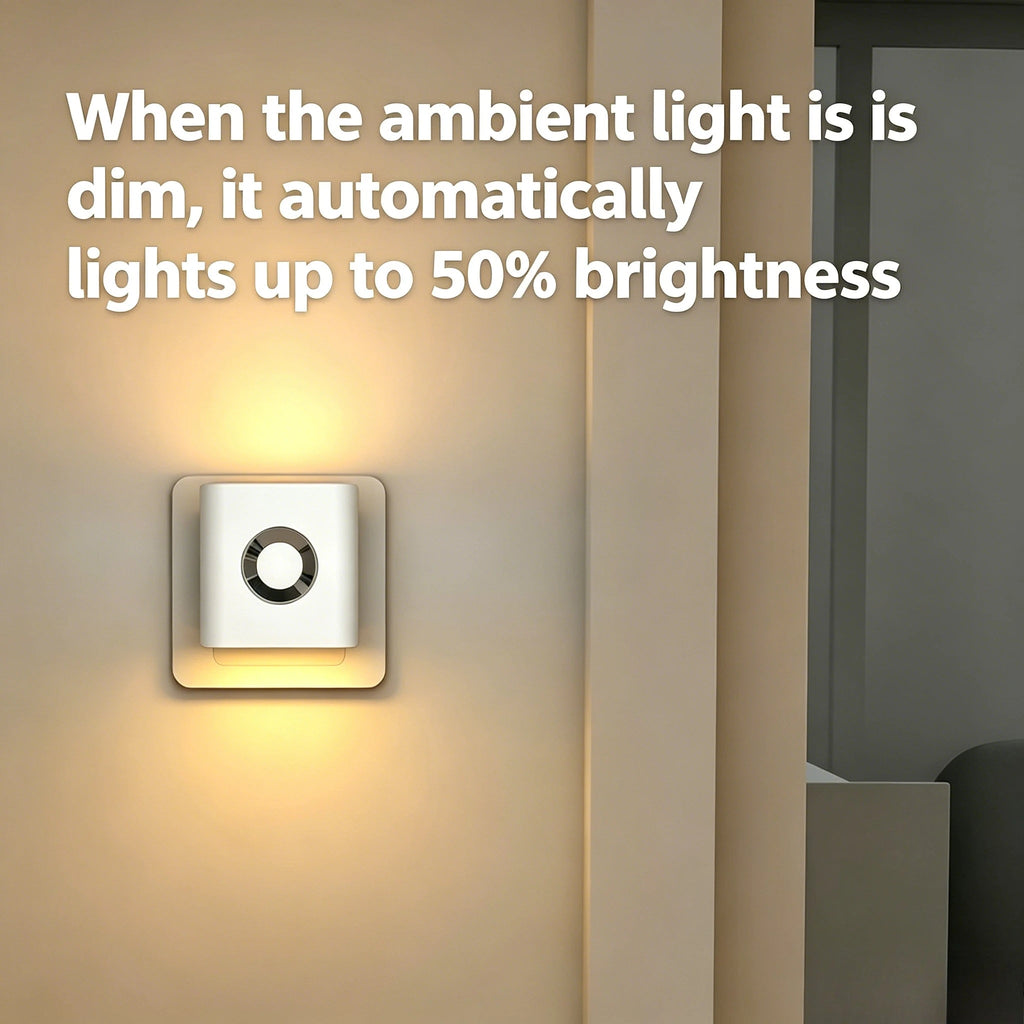 Human Motion Sensor Night Light, Auto On/Off Bedside Cabinet Lamp, Up & Down Glow Ambient Light, Eye-Care LED Bedroom Night Lamp - Artículos HE