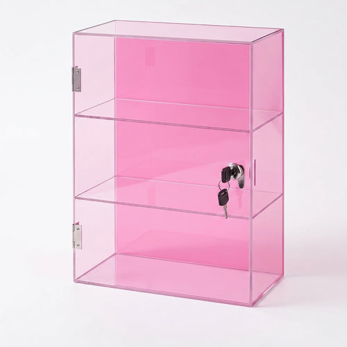 Lockable Acrylic Display Case 3-Tier Acrylic Display Case with Lock No Assembly Required Freestanding for Collectors, Countertop - Artículos HE