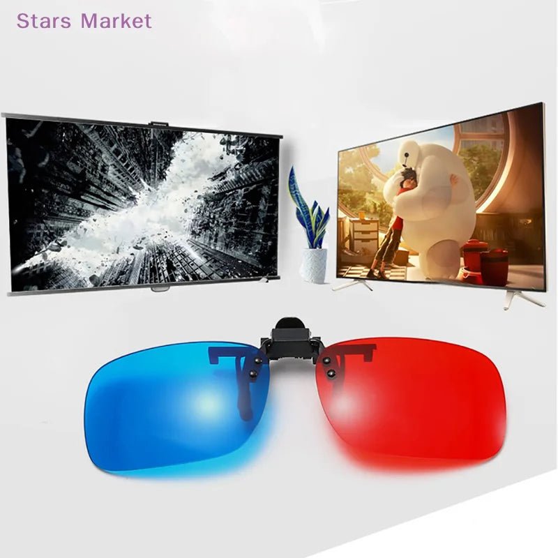 New Red Blue Green 3D Glasses Black Frame For Dimensional Anaglyph Movie TV Glasses For 3D Movies - Artículos HE